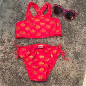 EGG coral and gold bikini